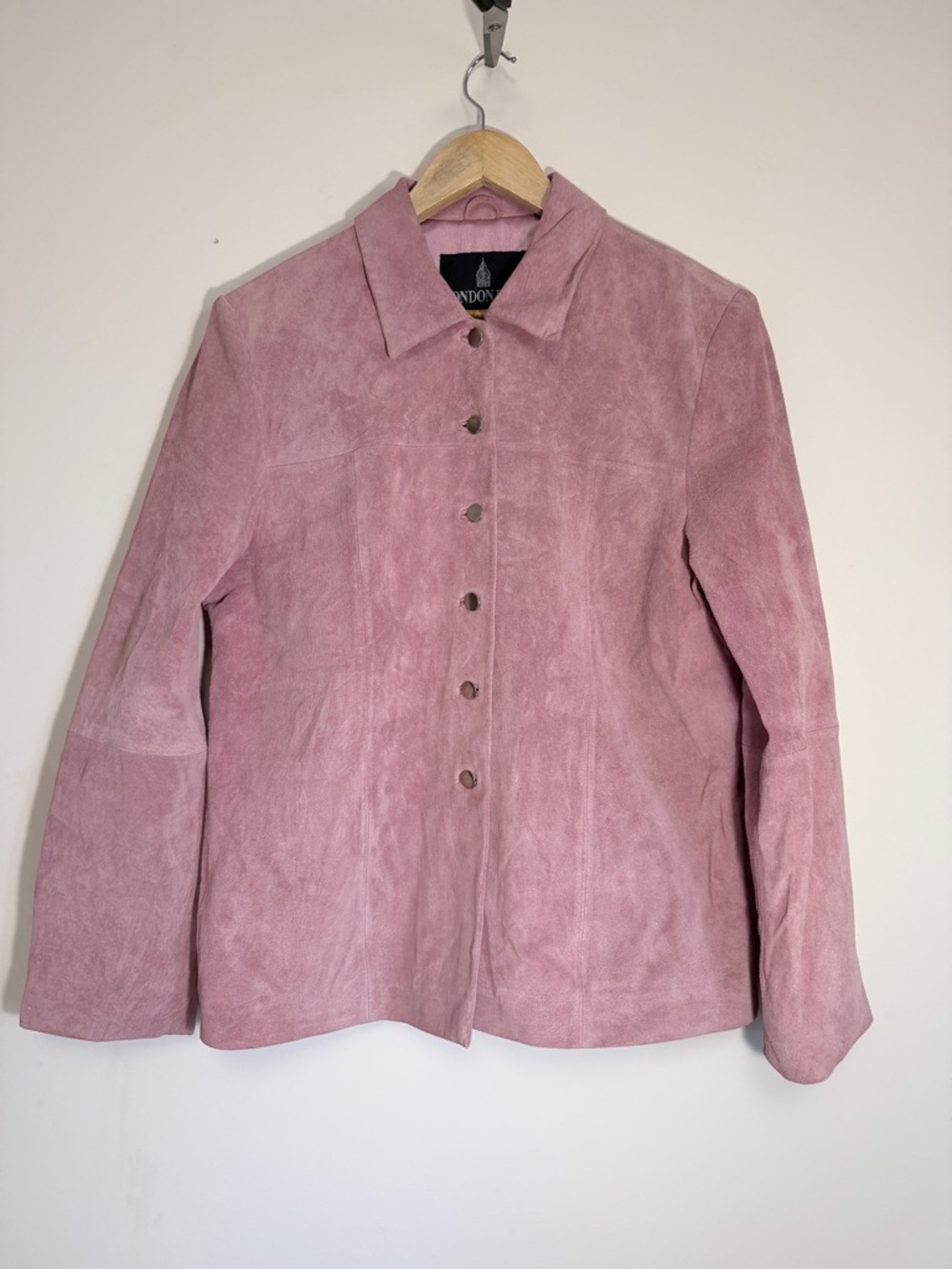 London Fog Pink Suede Button-Up Jacket